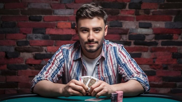 Casino Hold'em table on yes77 slot showing hole cards, community cards, and betting positions